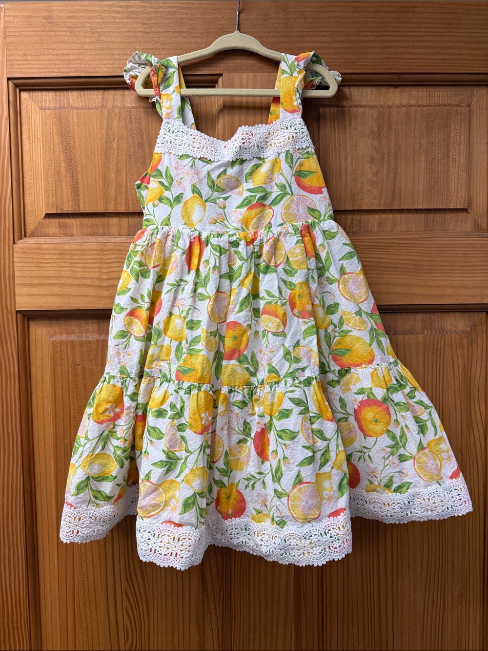 Rachel Zoe White Lemon Print Dress with Yellow and Green Accents